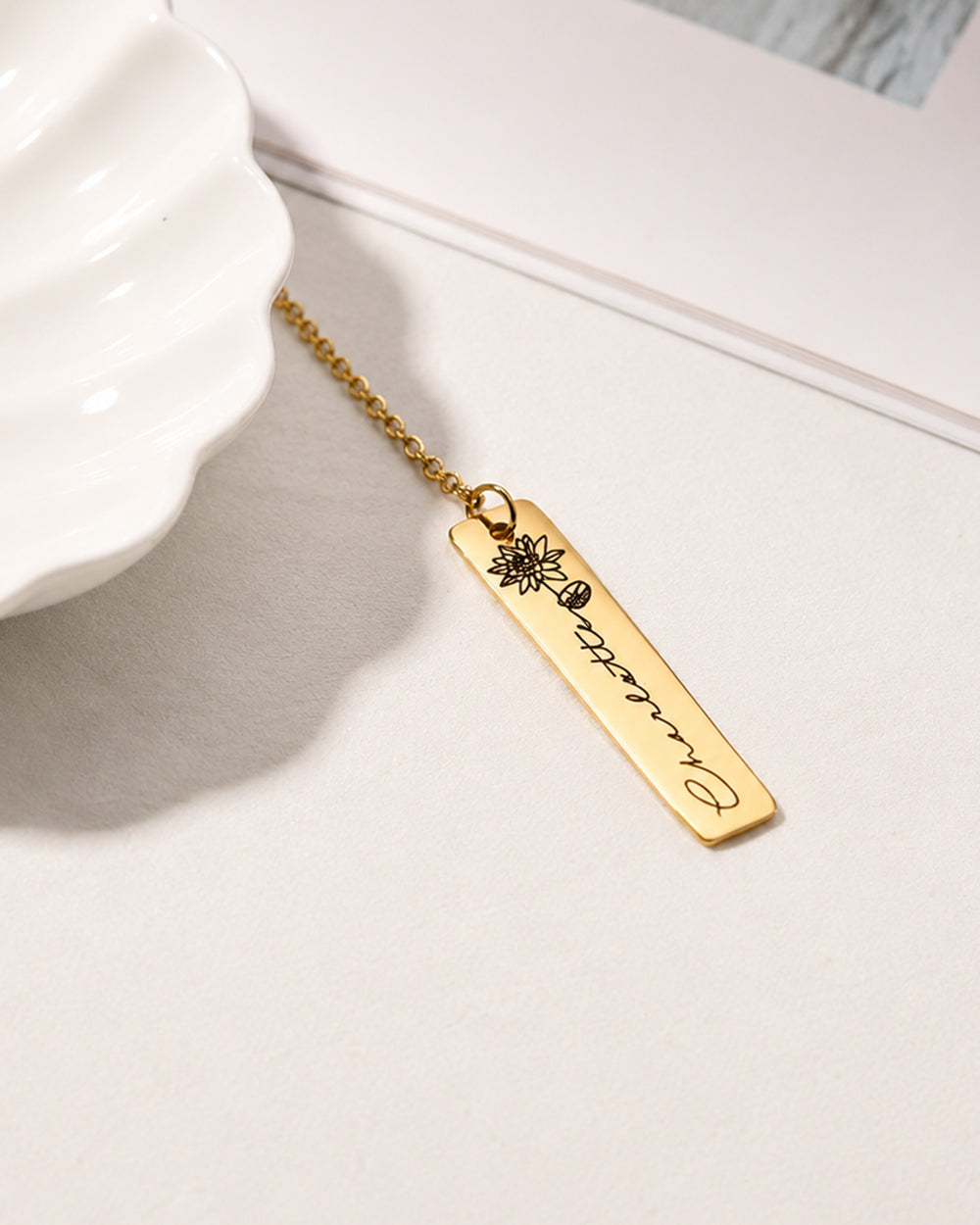 Personalised Birth Flower Necklace Bar