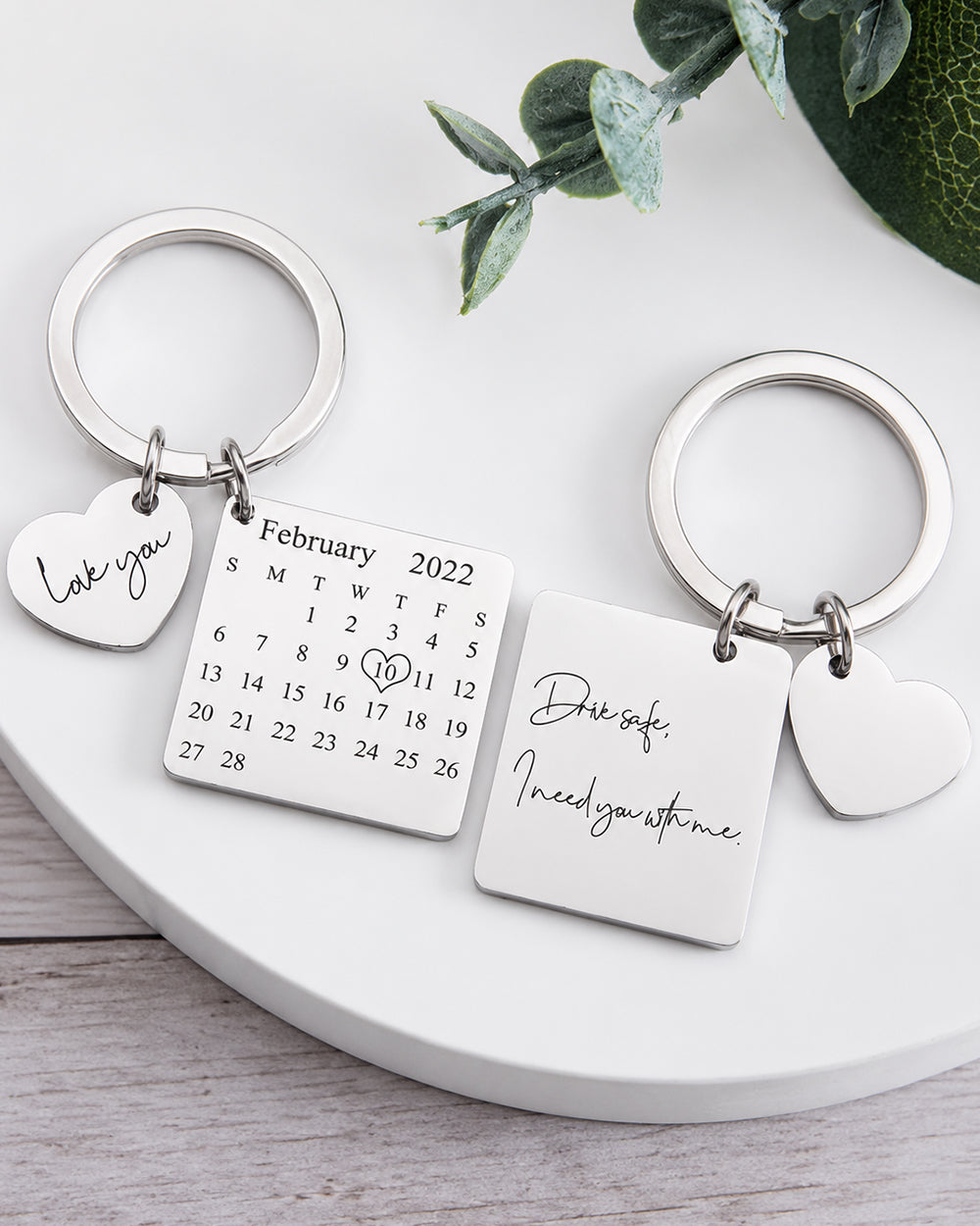 Calendar Heart Personalized Keychian