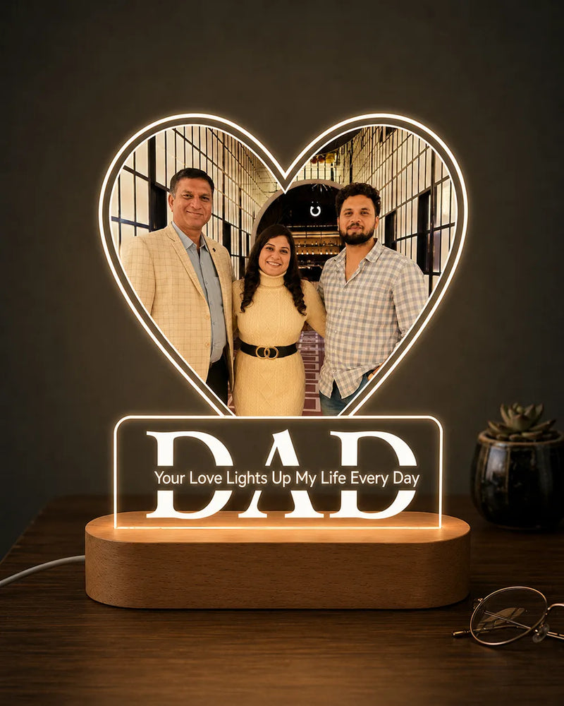 Personalized Heart Shape Acrylic LED Lamp for Dad