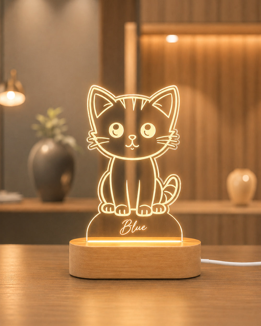 Personalized Cat Name Acrylic LED Lamp