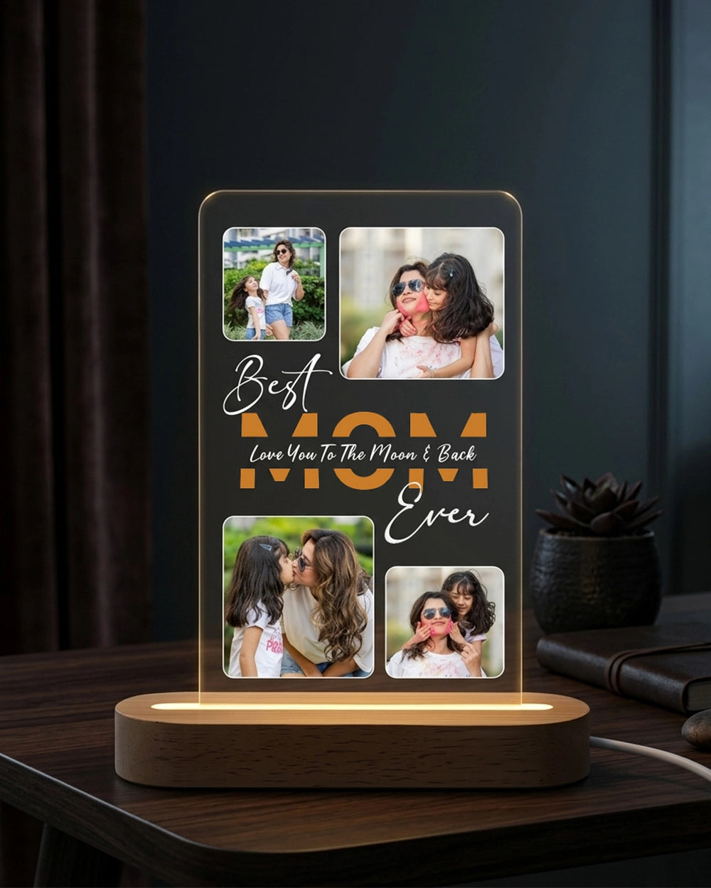"Best Mom Ever" Personalized Acrylic Plaque Lamp