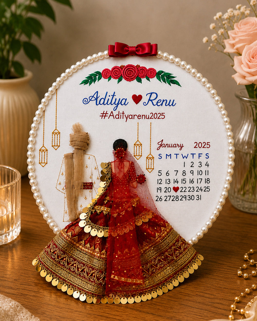 Personalized Couple Wedding Calendar Hoop