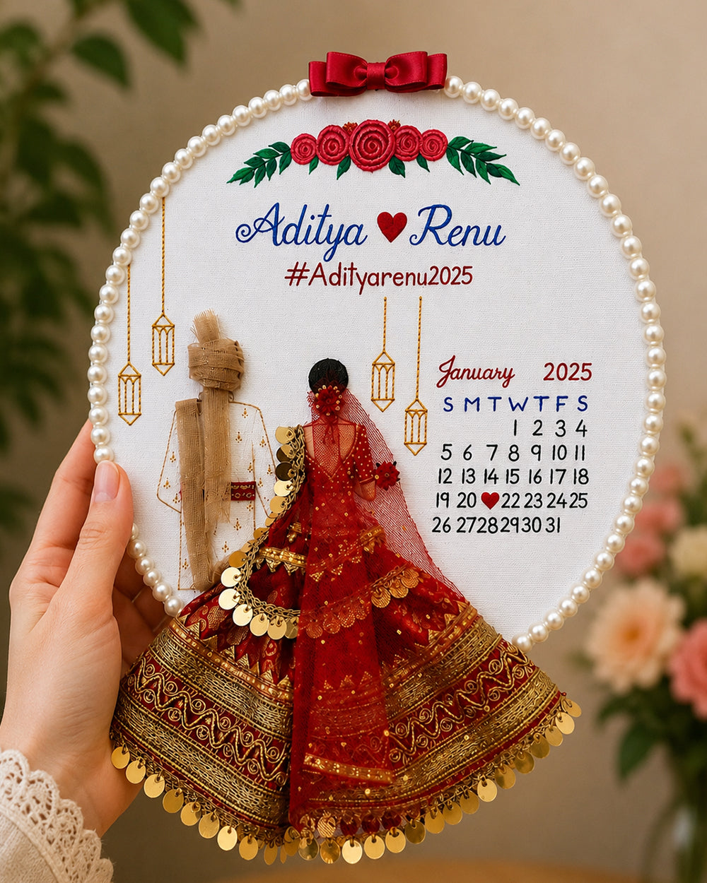 Personalized Couple Wedding Calendar Hoop