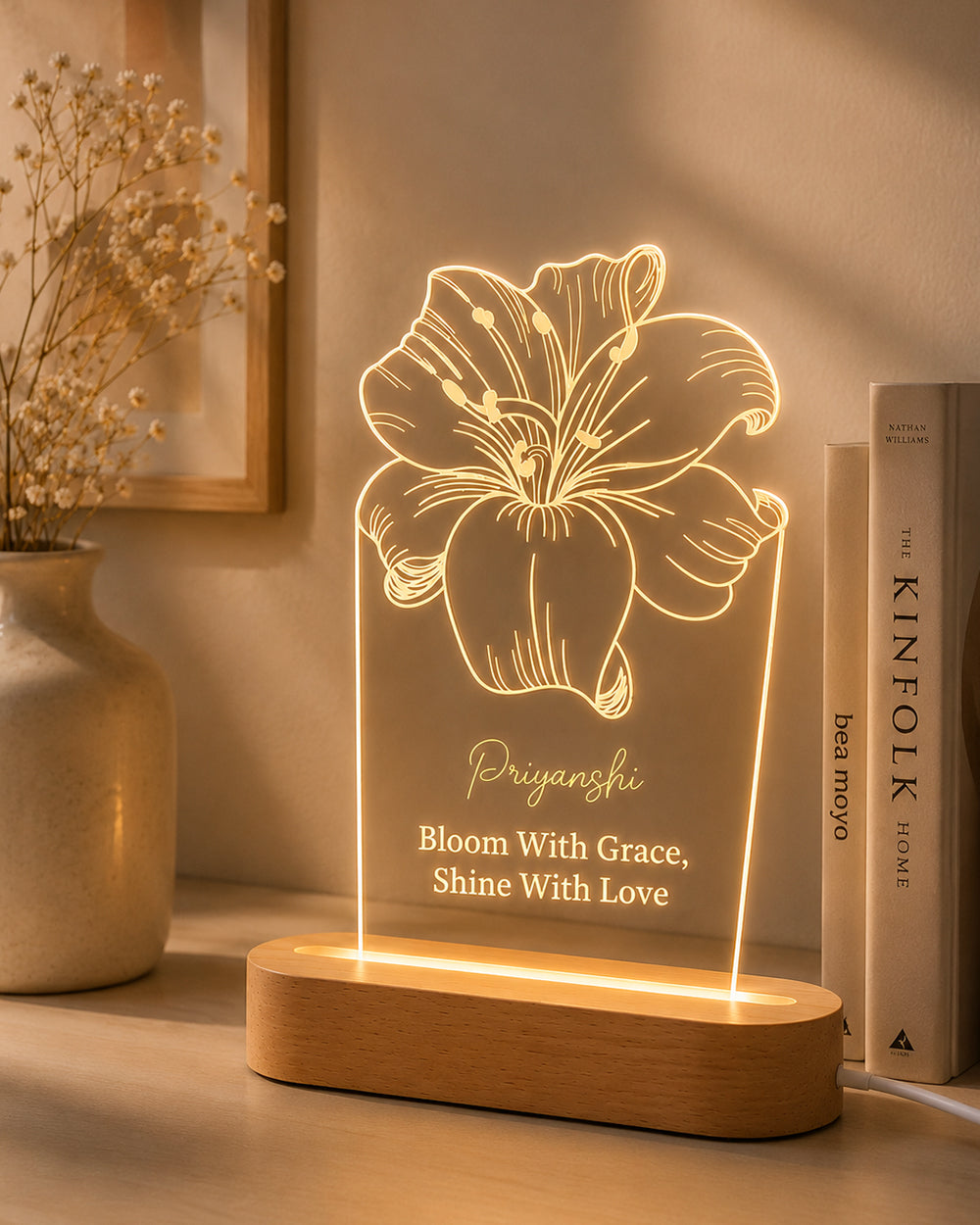 Personalized Flower Acrylic LED Lamp