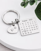 Calendar Heart Personalized Keychian