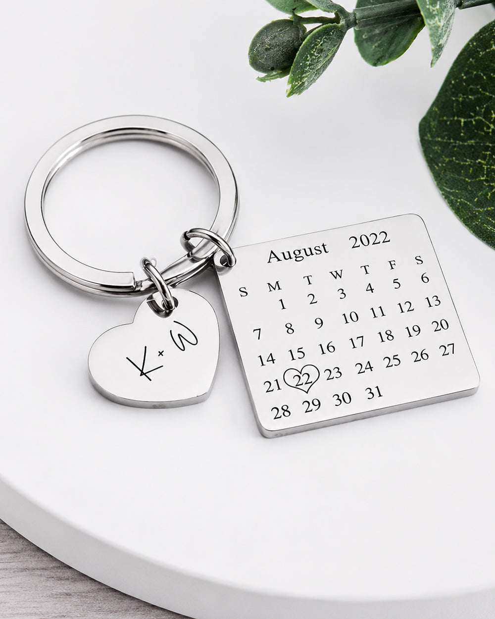 Calendar Heart Personalized Keychian