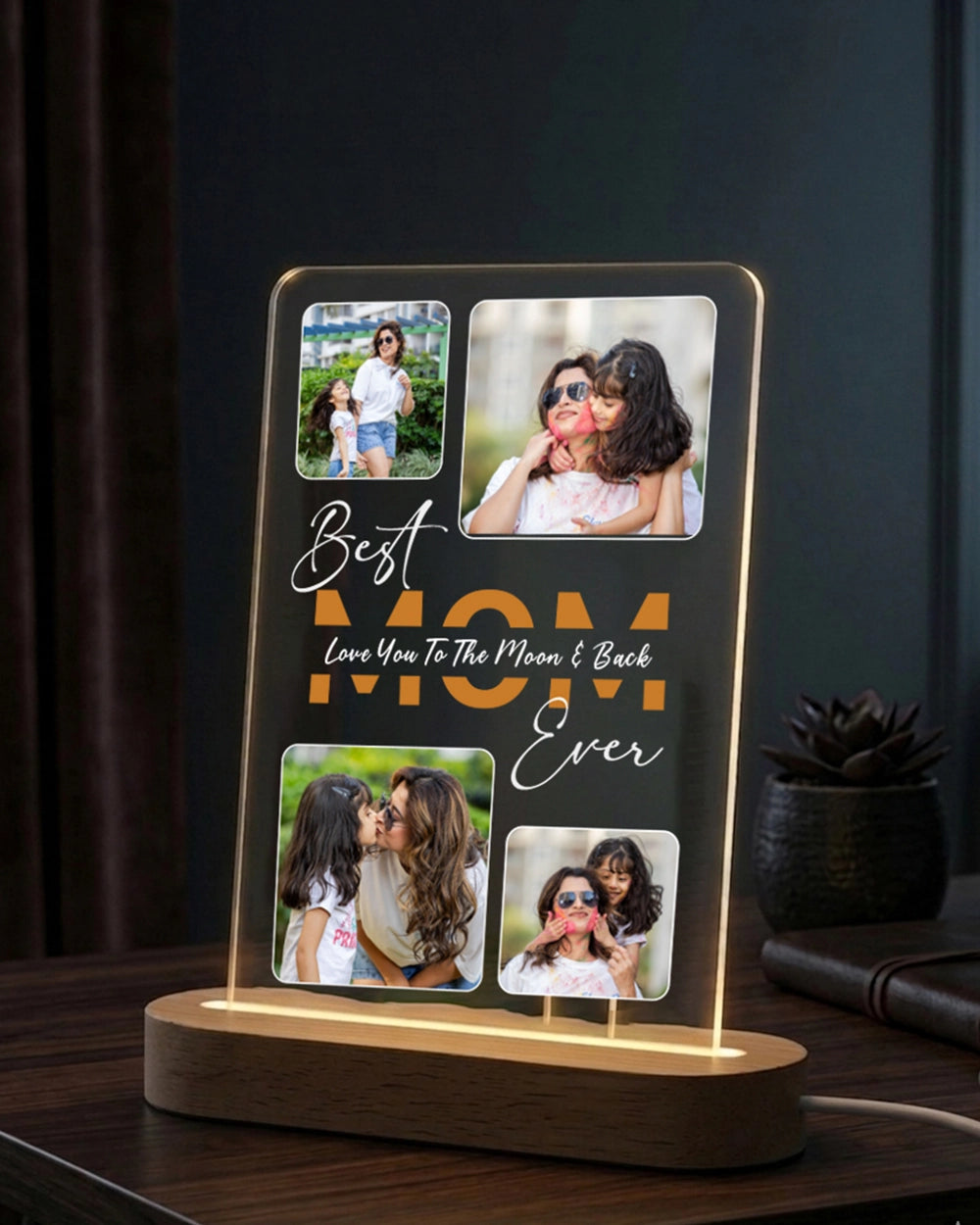 "Best Mom Ever" Personalized Acrylic Plaque Lamp
