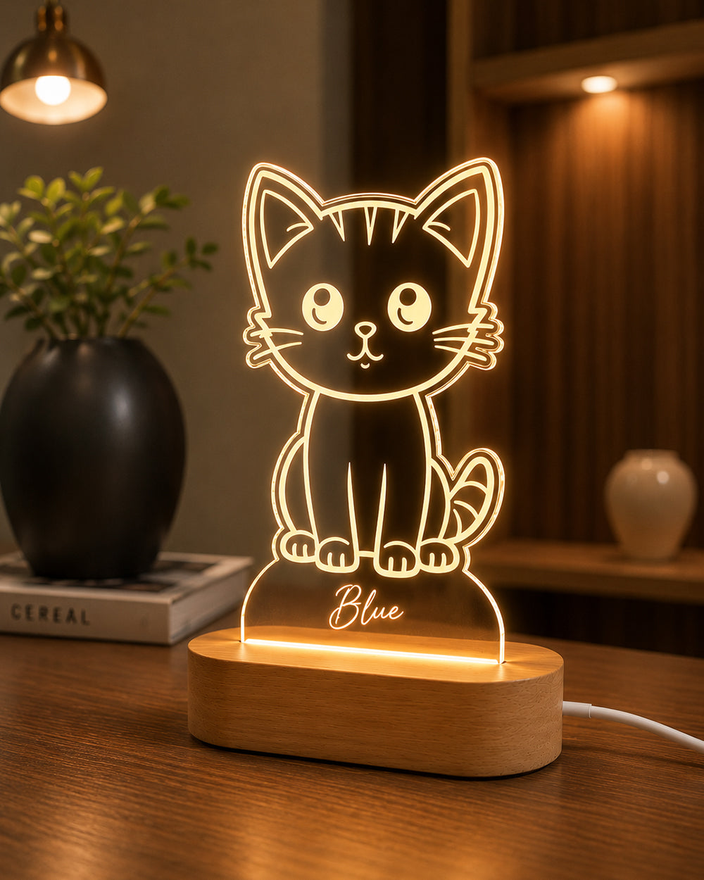 Personalized Cat Name Acrylic LED Lamp