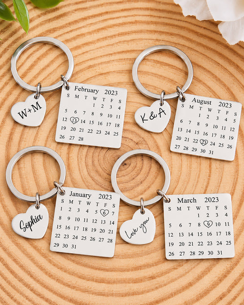 Calendar Heart Personalized Keychian