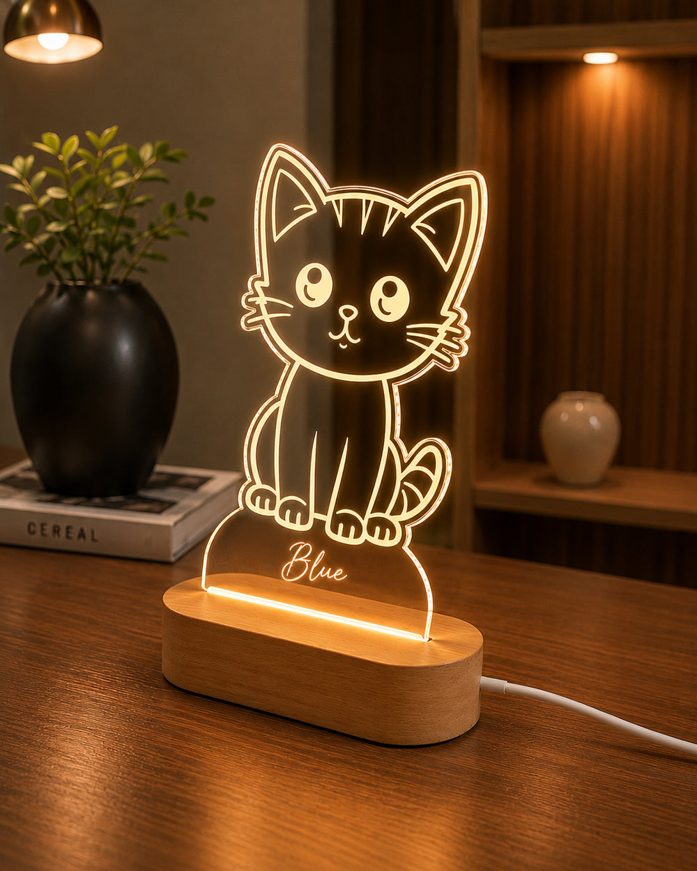 Personalized Cat Name Acrylic LED Lamp