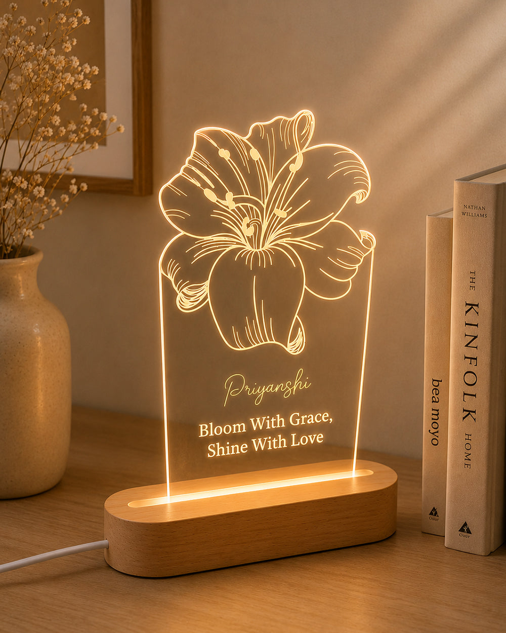 Personalized Flower Acrylic LED Lamp
