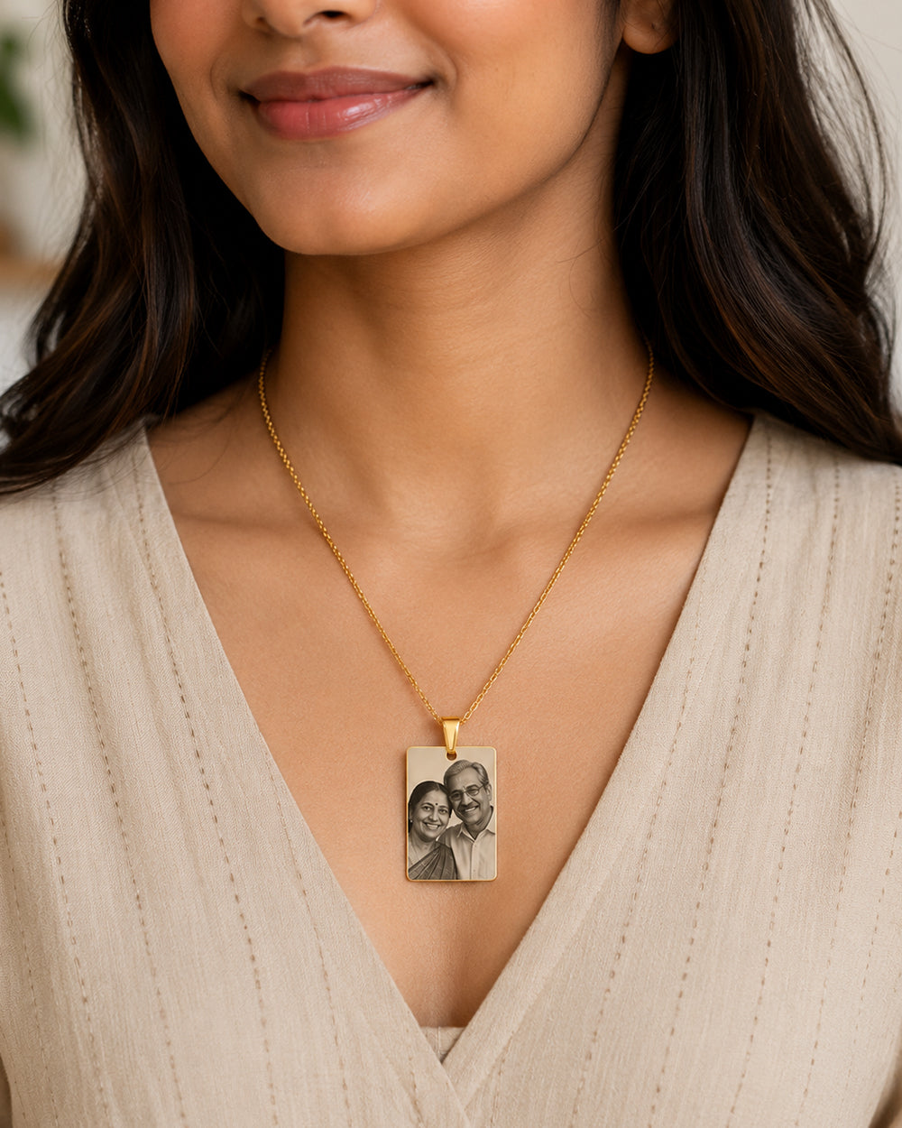 Personalised Photo & Text Bar Necklace