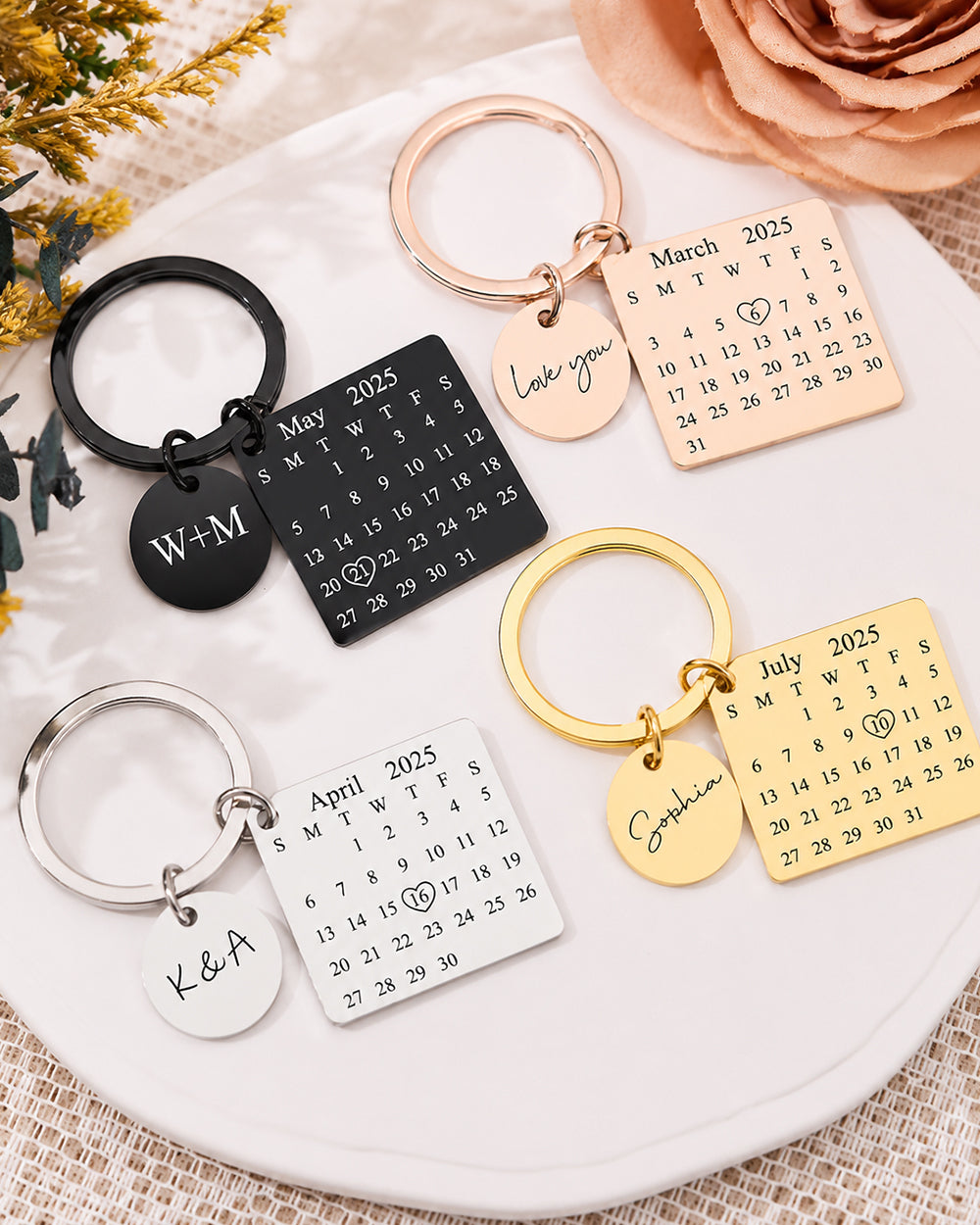 Calendar Round Personalized Keychian
