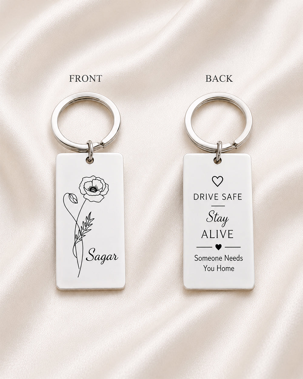 Personalized Keychain With Birth Flower