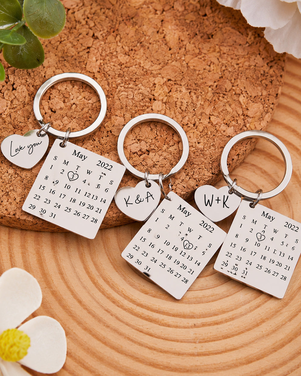 Calendar Heart Personalized Keychian