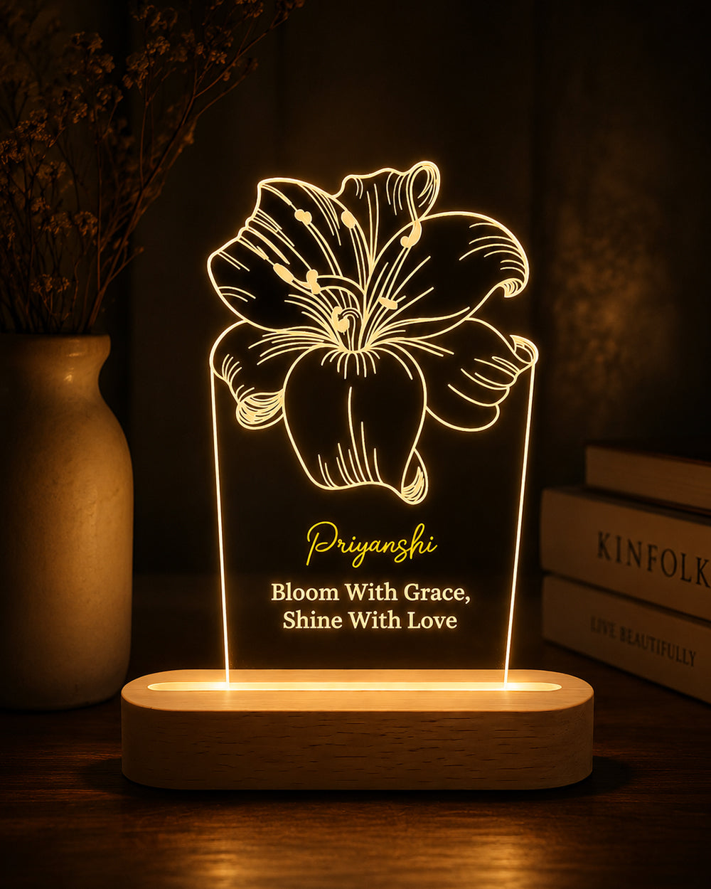 Personalized Flower Acrylic LED Lamp