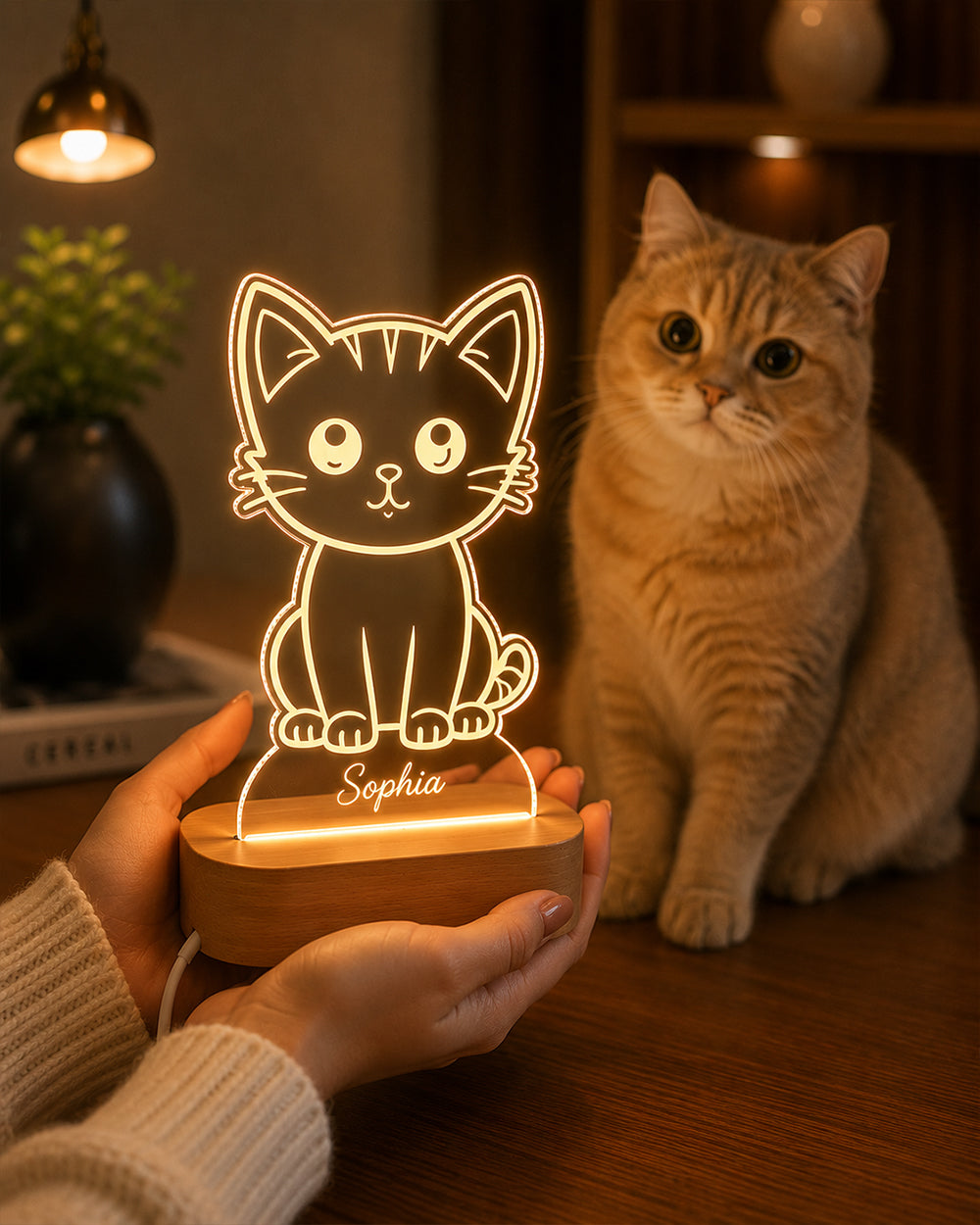 Personalized Cat Name Acrylic LED Lamp
