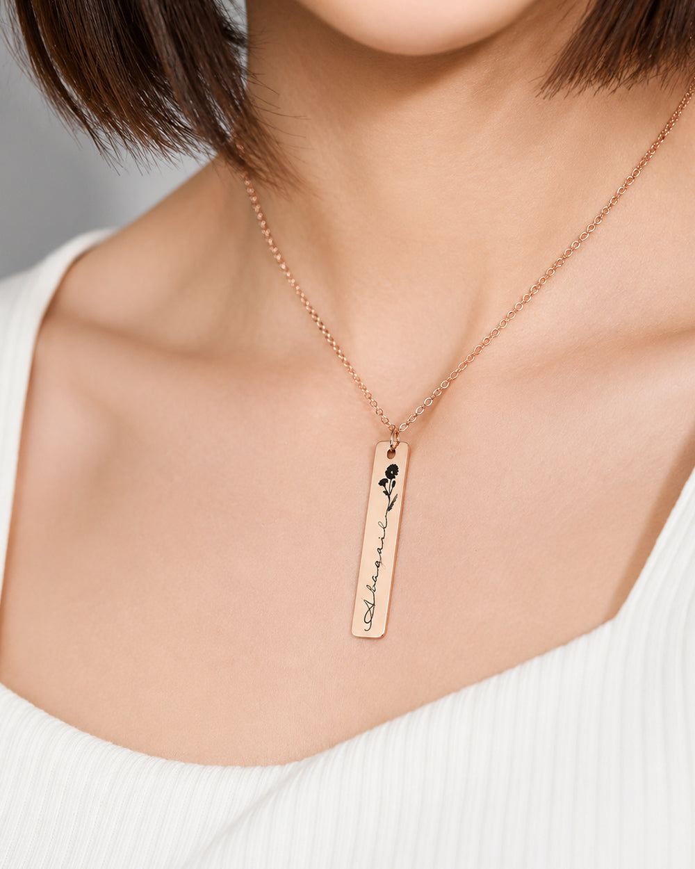 Personalised Birth Flower Necklace Bar