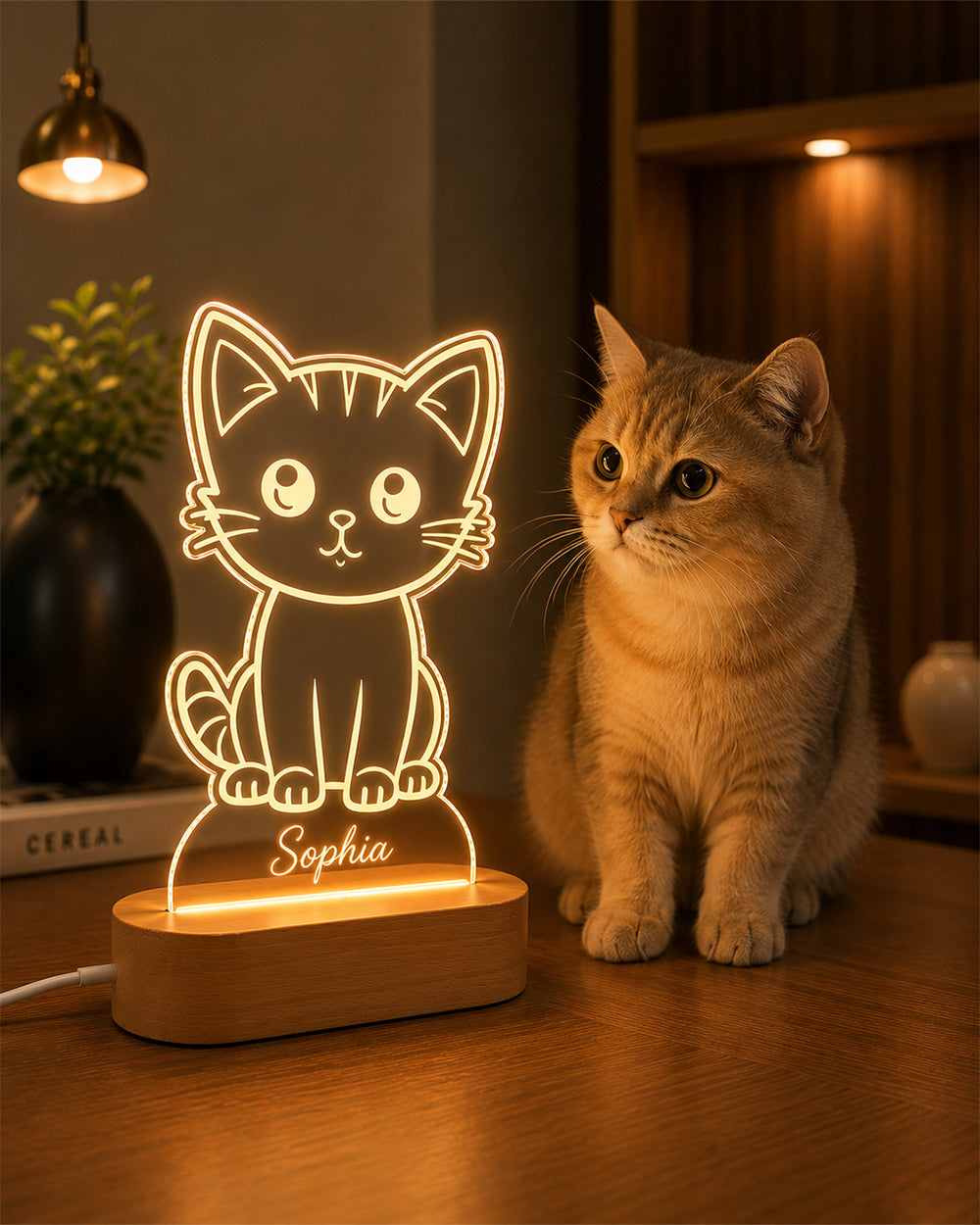 Personalized Cat Name Acrylic LED Lamp