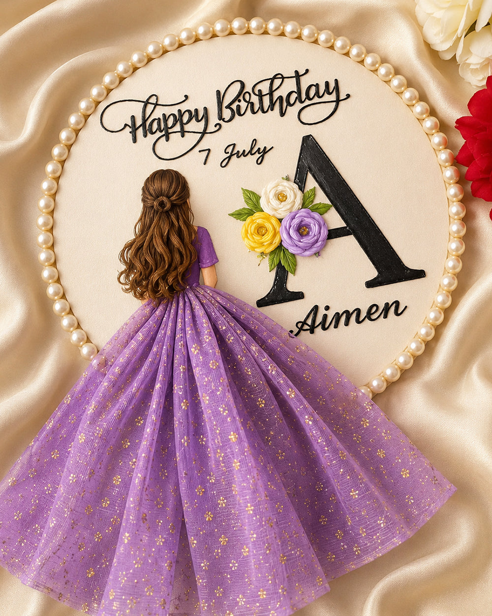 Happy Birthday Name Initial Hoop