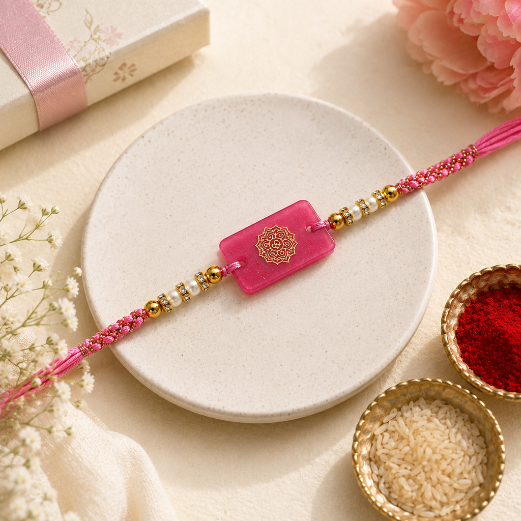 Pink Mandala Resin Rakhi