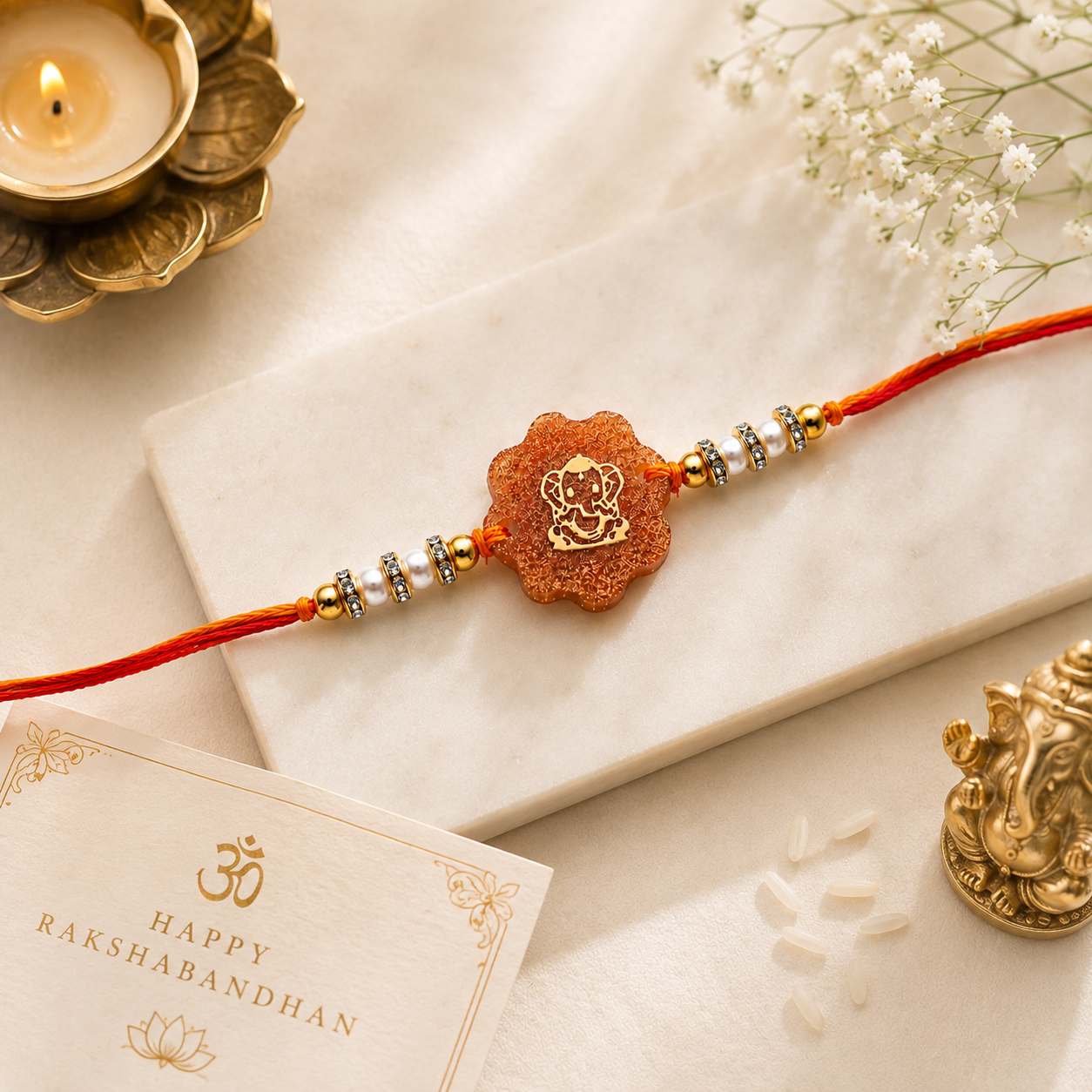 Handcrafted Lord Ganesha Resin Rakhi