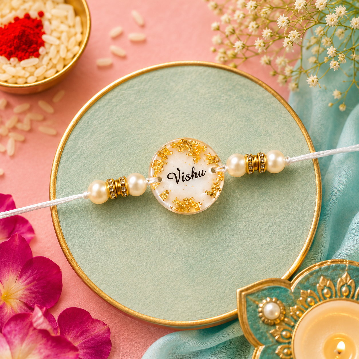 Handcrafted Personalized Name Resin Rakhi