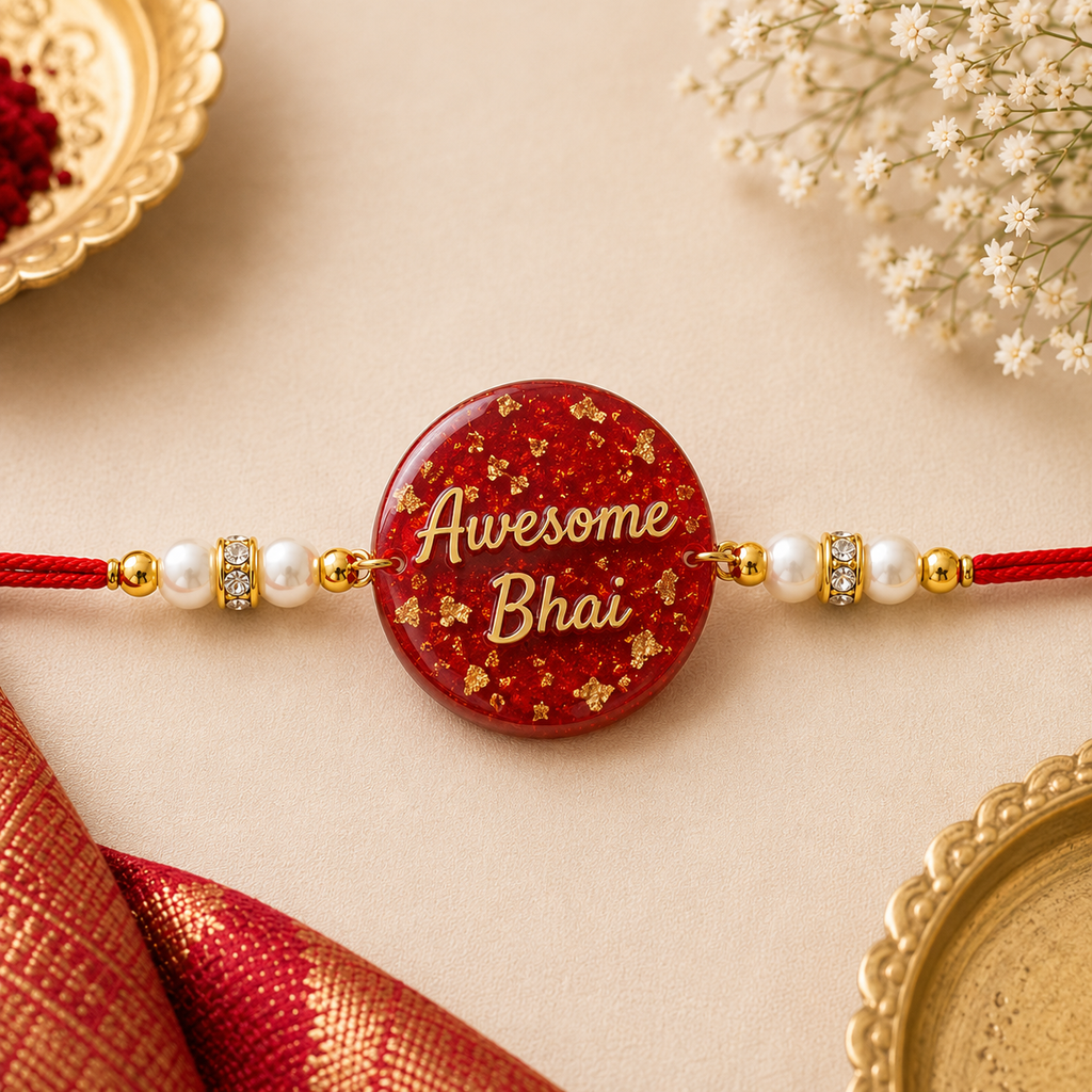 Awesome Bhai Red Resin Rakhi
