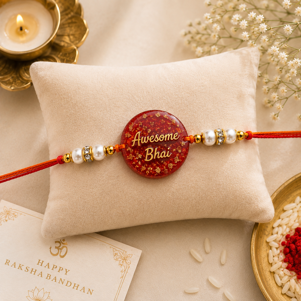 Awesome Bhai Red Resin Rakhi