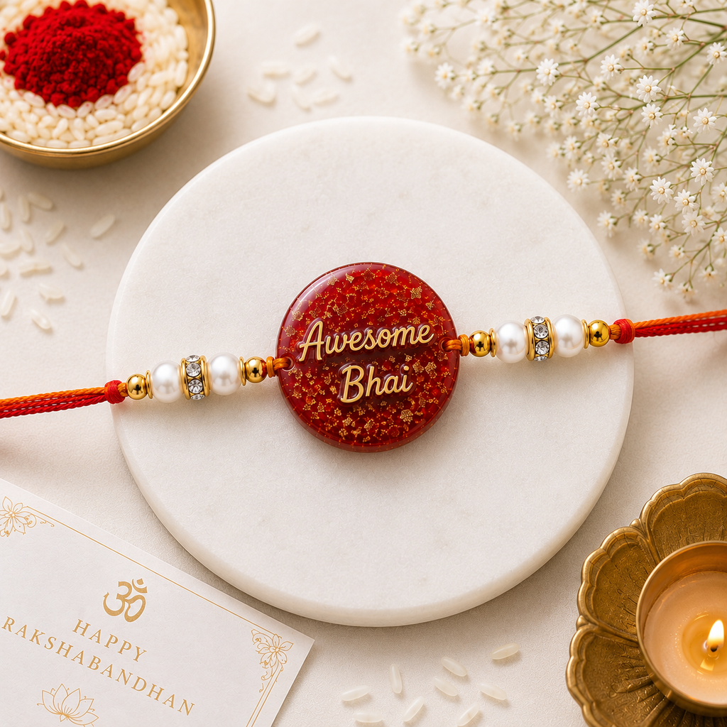 Awesome Bhai Red Resin Rakhi