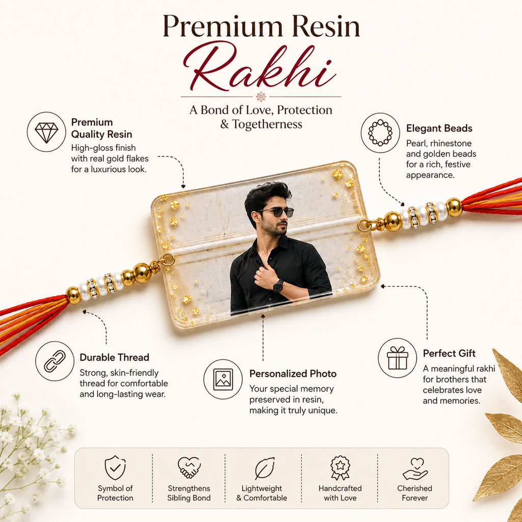 Personalized Photo Resin Rakhi for Brother