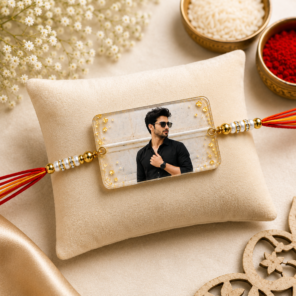 Personalized Photo Resin Rakhi for Brother