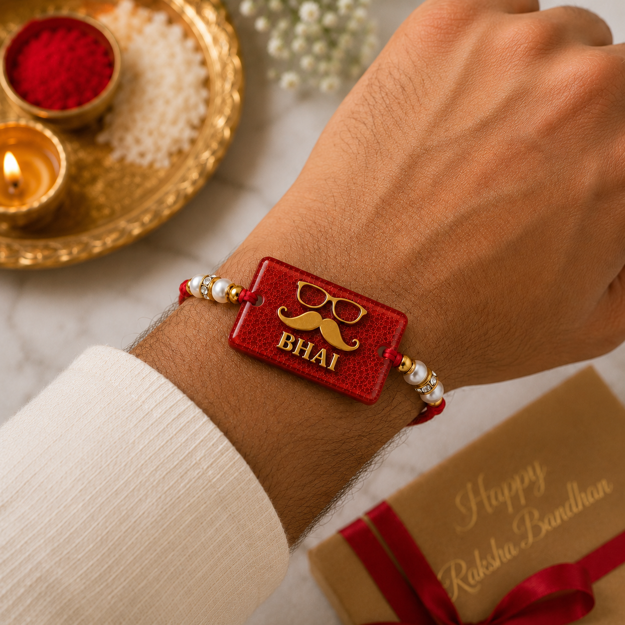Handcrafted Bhai Resin Rakhi
