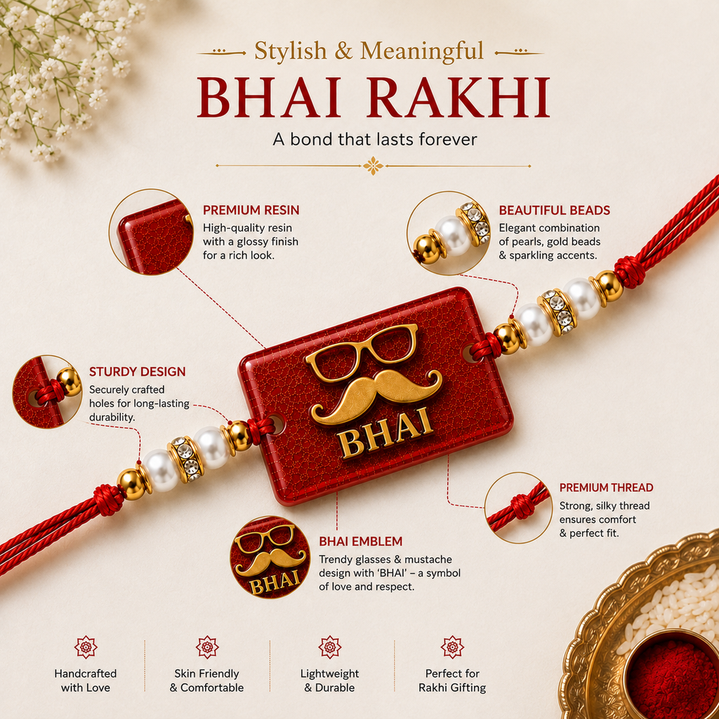 Handcrafted Bhai Resin Rakhi