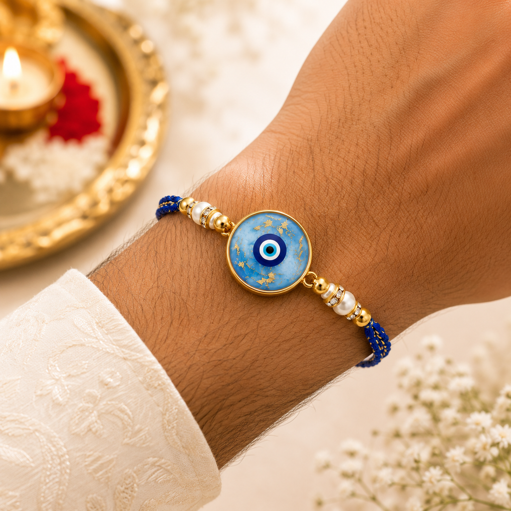 Handcrafted Evil Eye Resin Rakhi