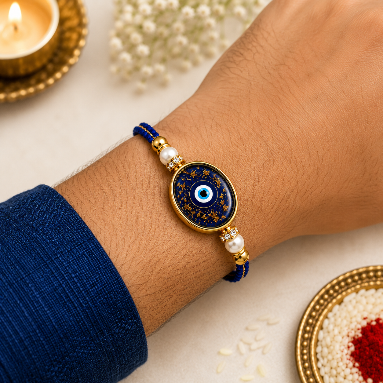 Handcrafted Evil Eye Resin Rakhi