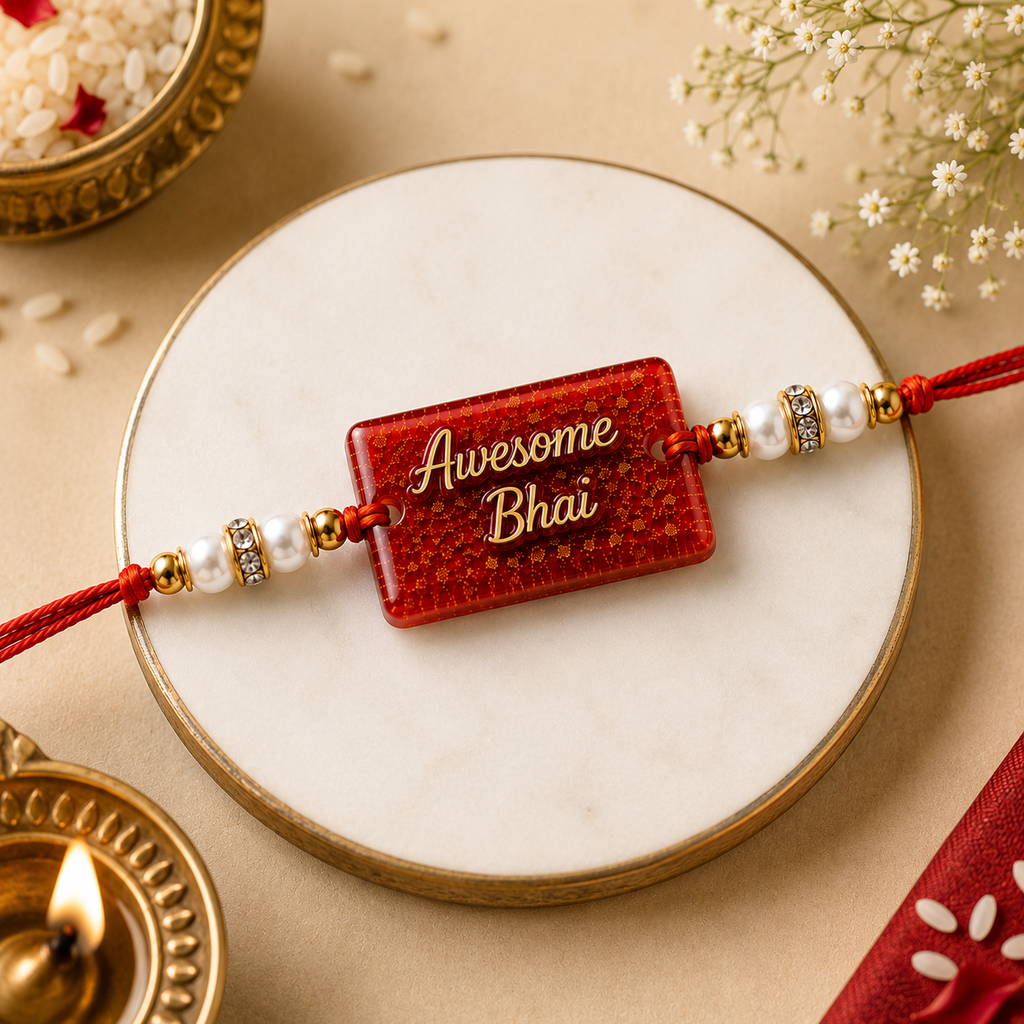 Awesome Bhai Red Resin Rakhi