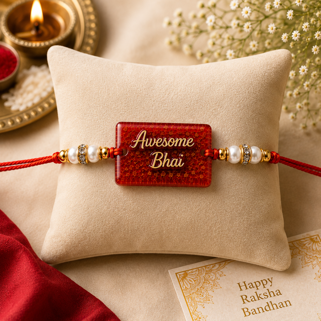 Awesome Bhai Red Resin Rakhi