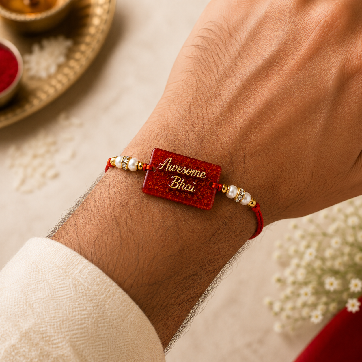 Awesome Bhai Red Resin Rakhi