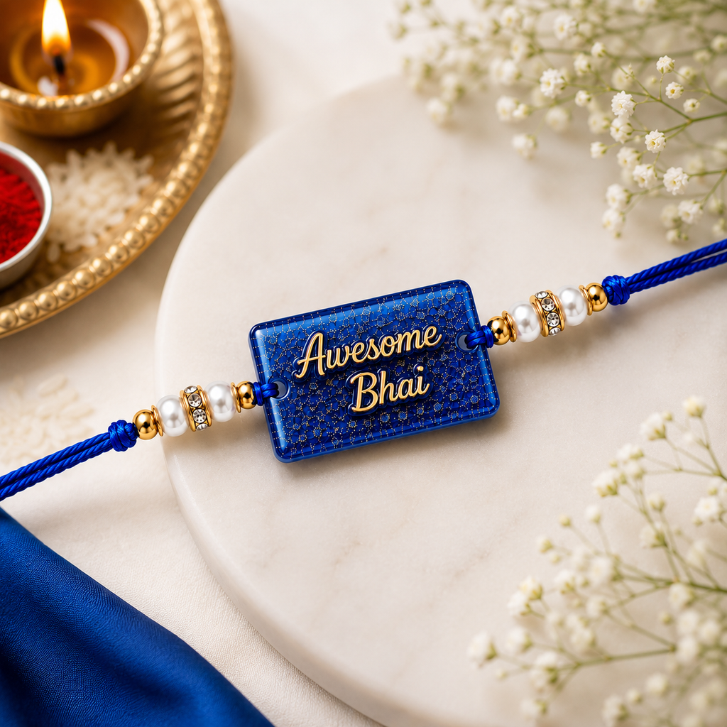 Awesome Bhai Blue Resin Rakhi