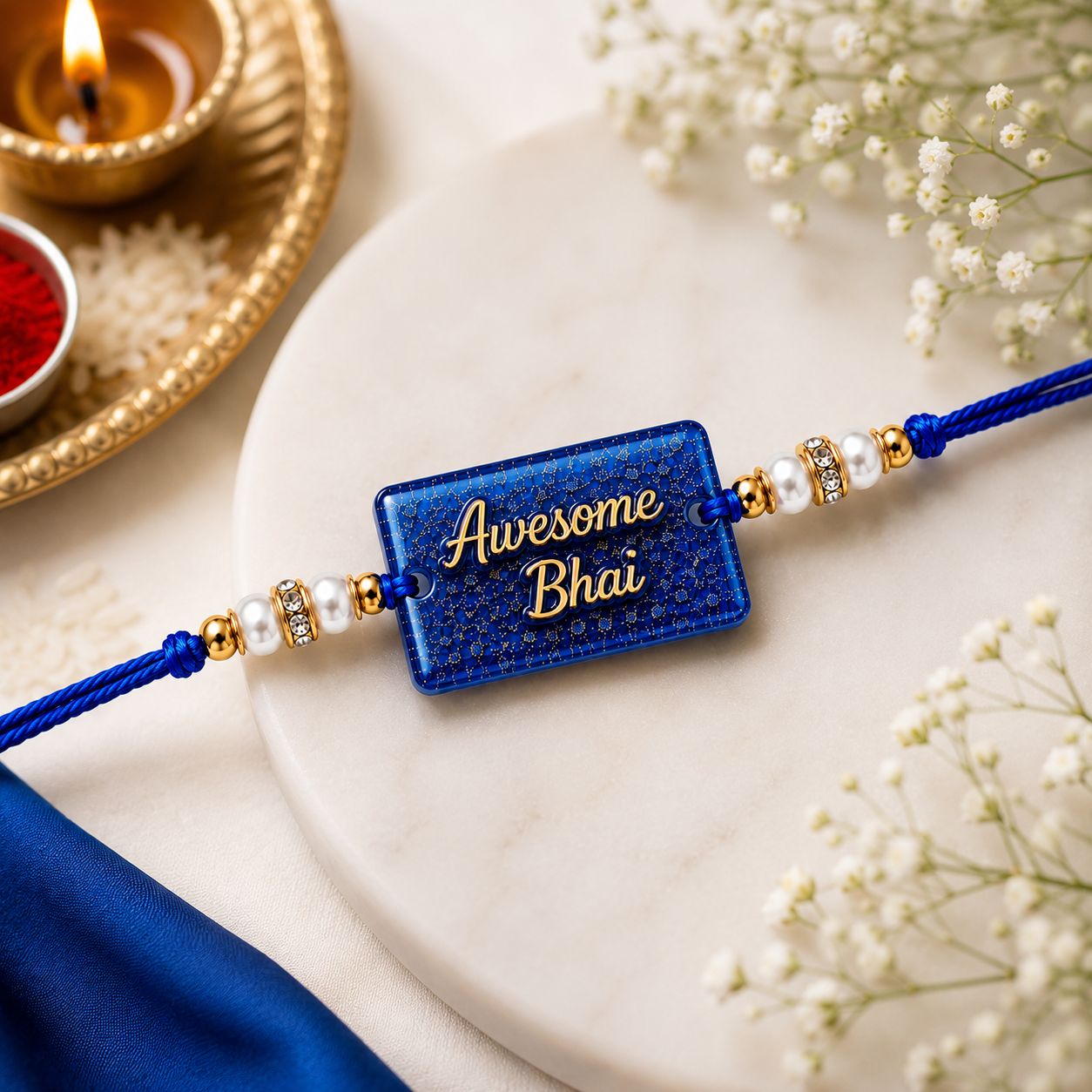 Awesome Bhai Blue Resin Rakhi