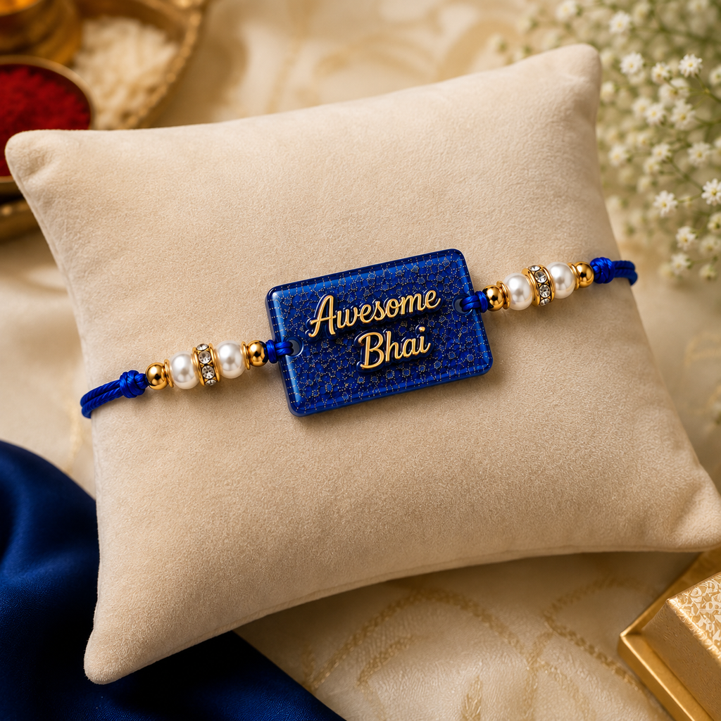 Awesome Bhai Blue Resin Rakhi