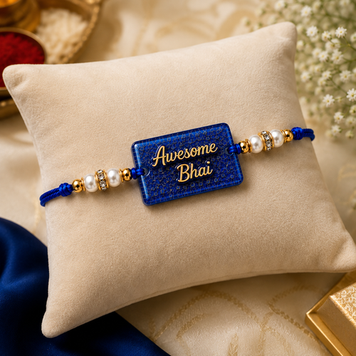 Awesome Bhai Blue Resin Rakhi