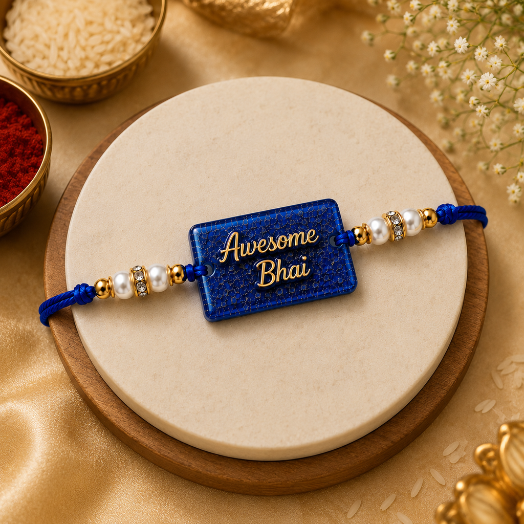 Awesome Bhai Blue Resin Rakhi