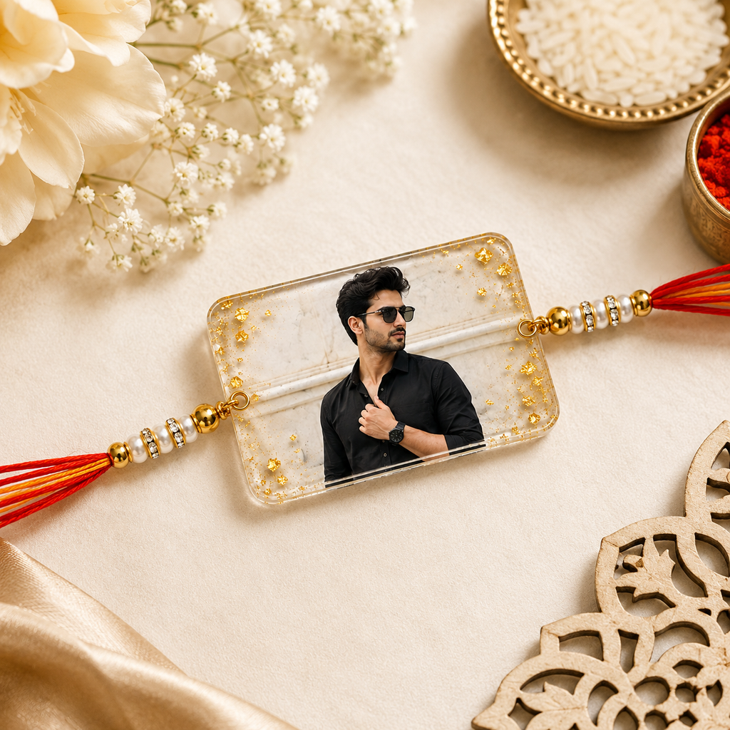 Personalized Photo Resin Rakhi for Brother
