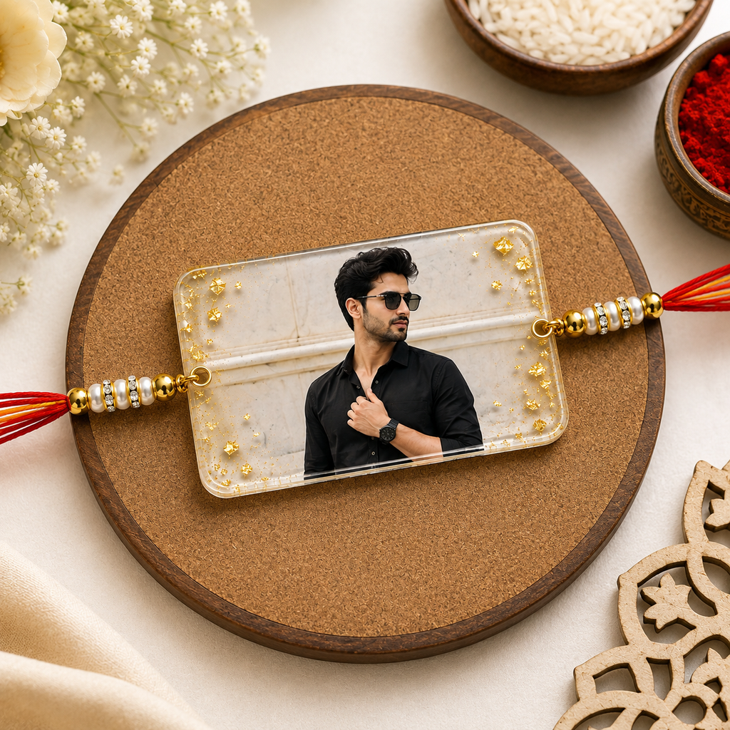 Personalized Photo Resin Rakhi for Brother