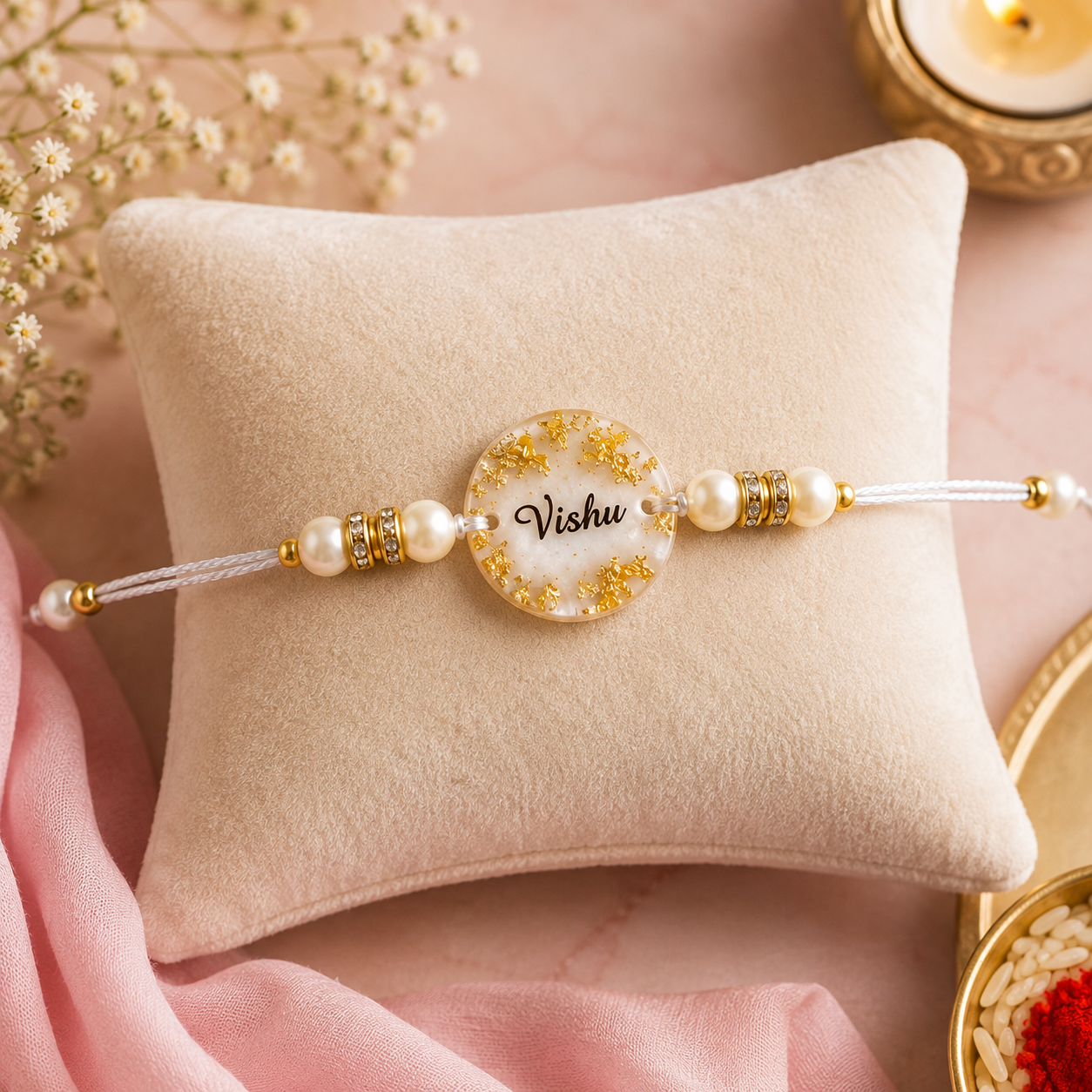 Handcrafted Personalized Name Resin Rakhi