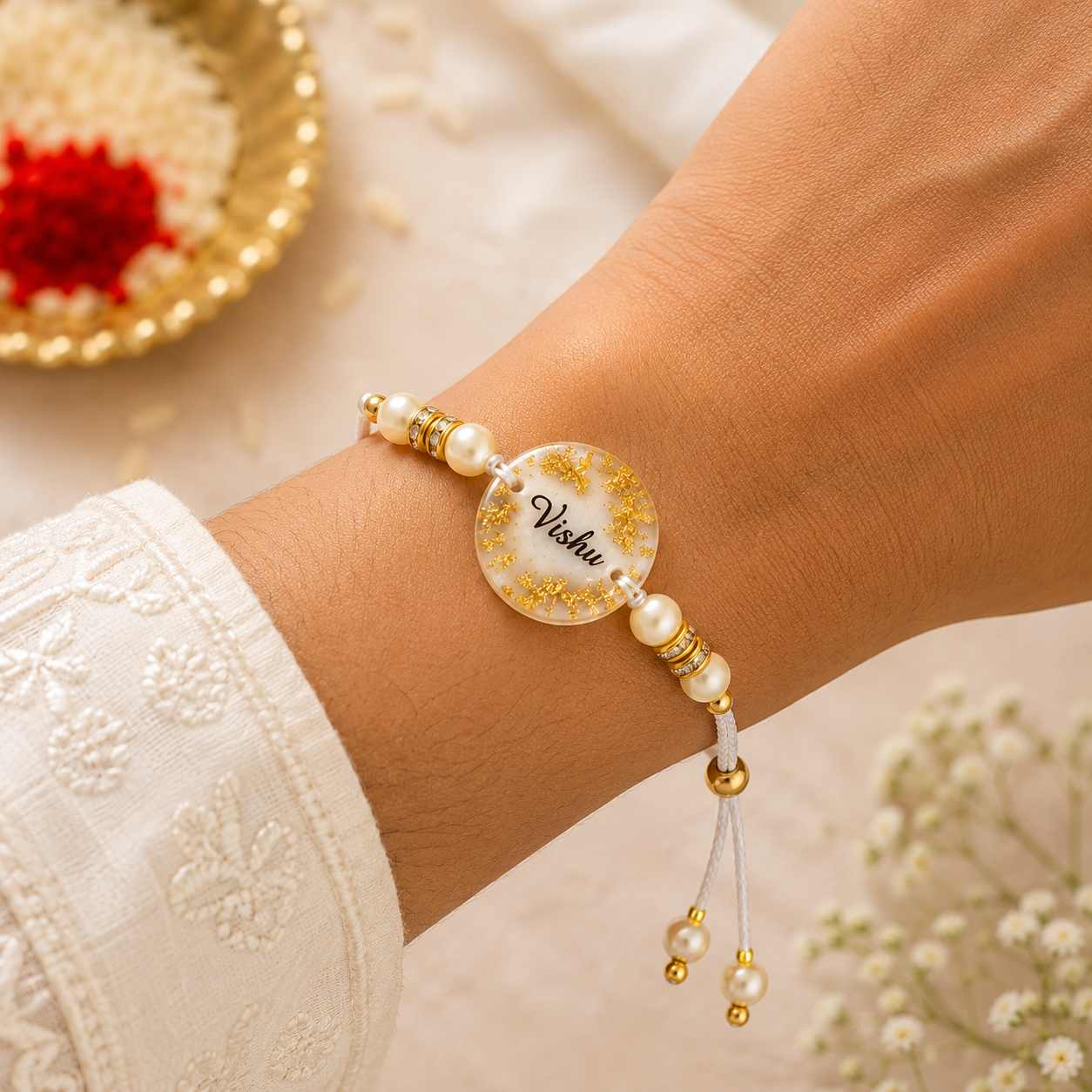 Handcrafted Personalized Name Resin Rakhi