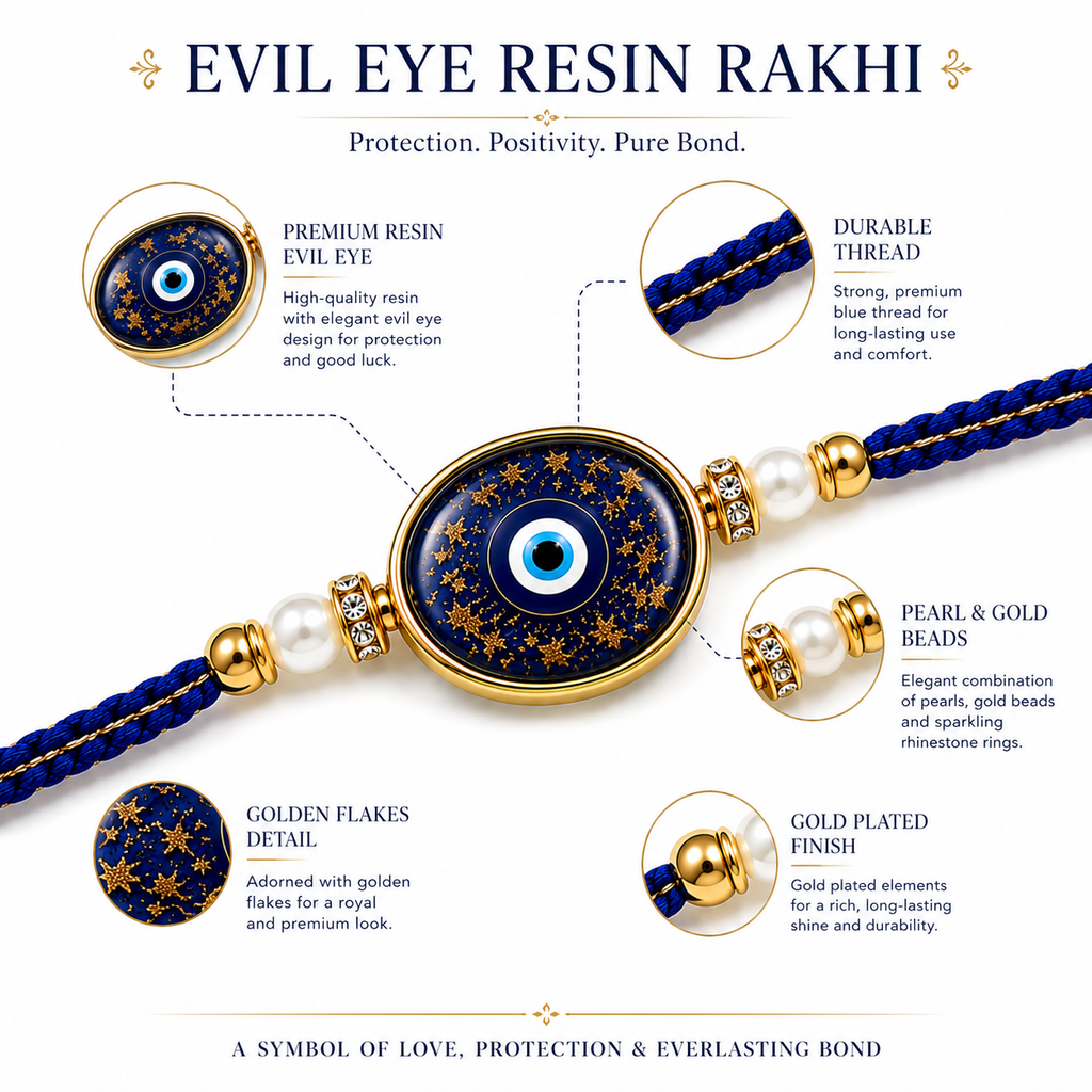 Handcrafted Evil Eye Resin Rakhi