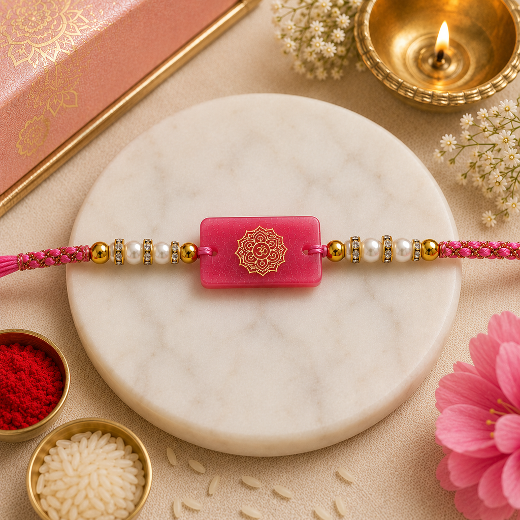 Pink Mandala Resin Rakhi